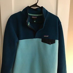 Patagonia Dark Teal and Light Blue Pullover (L)